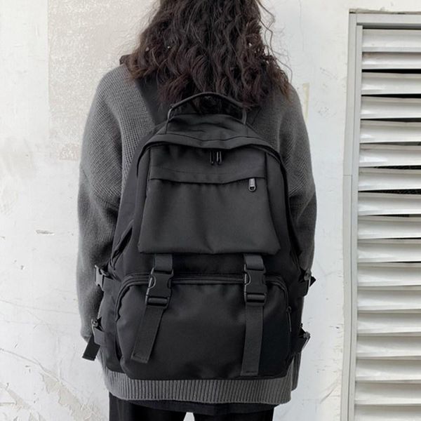 black solid color large-capacity school bag female korean fashion simple casual male backpack college student shoulder cool
black solid color large-capacity school bag female korean fashion simple casual male backpack college student shoulder cool