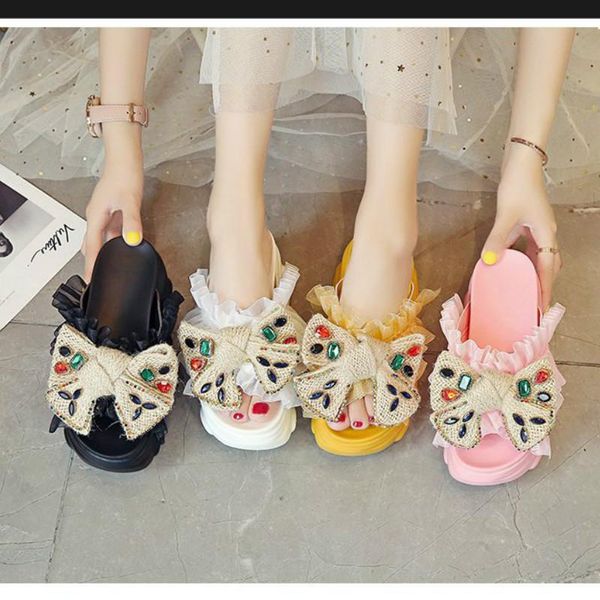 high heel slippers women summer fashion outer wear butterfly-knot lace slides wedges solid 9cm heels breathable seaside, Black
high heel slippers women summer fashion outer wear butterfly-knot lace slides wedges solid 9cm heels breathable seaside, Black