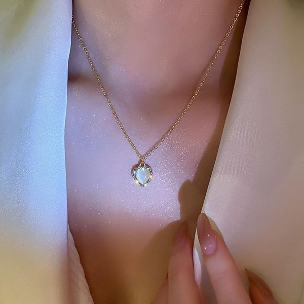 gold chain opal stone zircon heart pendant necklace for women clavicle choker valentine jewelry wedding party gift necklaces, Silver
gold chain opal stone zircon heart pendant necklace for women clavicle choker valentine jewelry wedding party gift necklaces, Silver