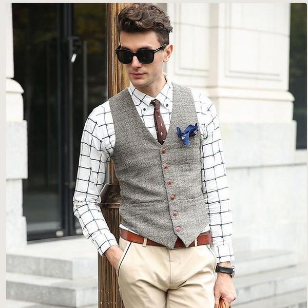 men's vests plaid suit vest men jacket sleeveless gilet classic tweed british style slim fit winter autumn plus size waistcoat, Black;white
men's vests plaid suit vest men jacket sleeveless gilet classic tweed british style slim fit winter autumn plus size waistcoat, Black;white