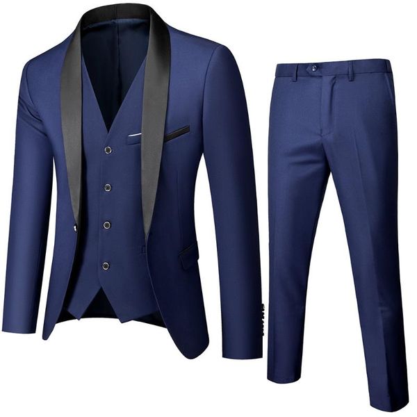 men's suits & blazers formal business navy blue 3pcs shawl collar one button slim fit elegant with pants men wedding terno masculino, White;black
men's suits & blazers formal business navy blue 3pcs shawl collar one button slim fit elegant with pants men wedding terno masculino, White;black