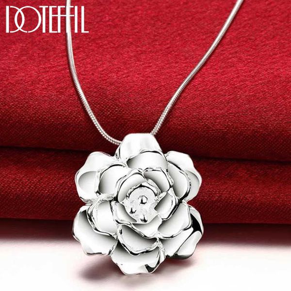 designer necklace 925 sterling silver 18 inch snake chain flower pendant for women fashion wedding party charm jewelry