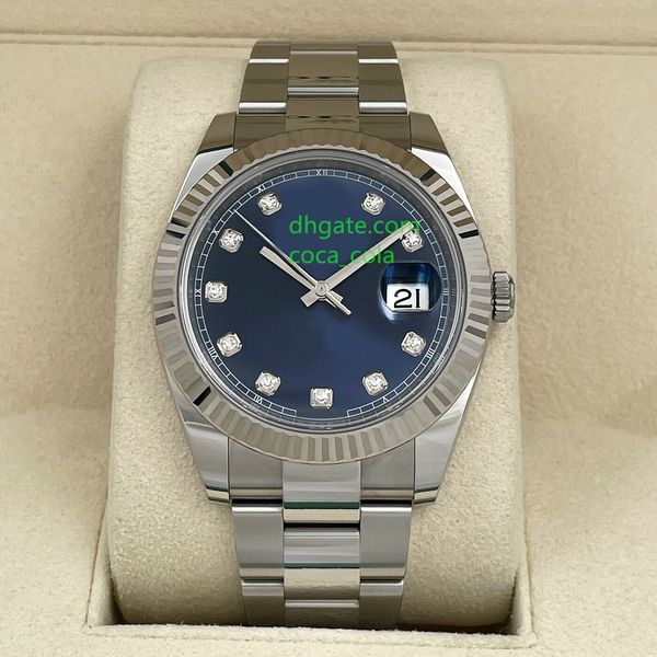 reinforced true waterproof watches 41mm blue diamond 126334 fluted bezel mechanical automatic men's watch with box, Slivery;brown
reinforced true waterproof watches 41mm blue diamond 126334 fluted bezel mechanical automatic men's watch with box, Slivery;brown