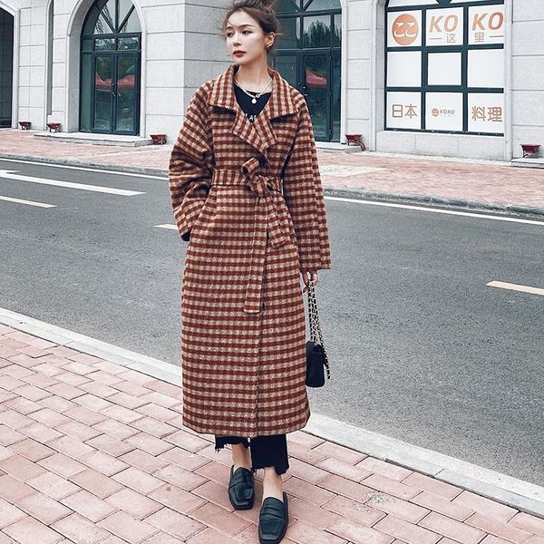 winter women's woolen jacket plus long plaid fashion loose thickened 2021 lapel straight coat female gz2 wool & blends, Black
winter women's woolen jacket plus long plaid fashion loose thickened 2021 lapel straight coat female gz2 wool & blends, Black