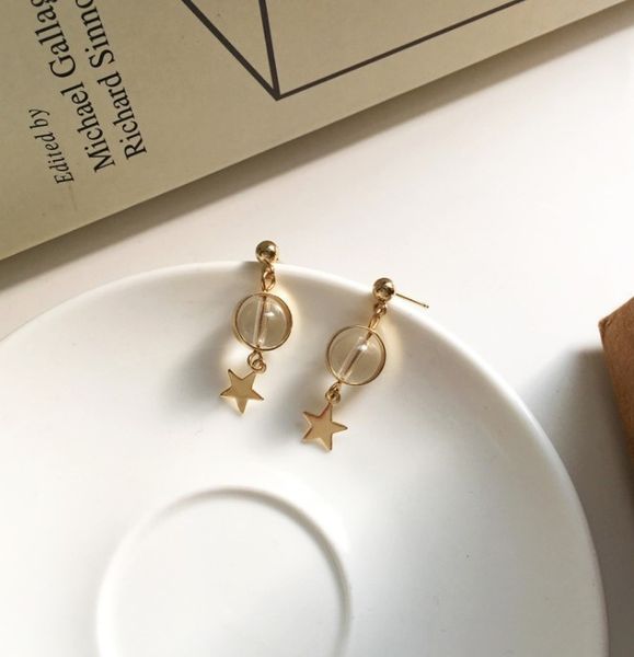 japanese and korean girl's simple star chandelier, transparent glass bead earrings, small ear clip, Silver
japanese and korean girl's simple star chandelier, transparent glass bead earrings, small ear clip, Silver