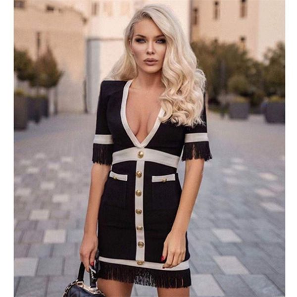 swtao women deep designer celebrity tassel chic black bandage dress ladies elegant evening bodycon party vestido 210527, Black;gray
swtao women deep designer celebrity tassel chic black bandage dress ladies elegant evening bodycon party vestido 210527, Black;gray