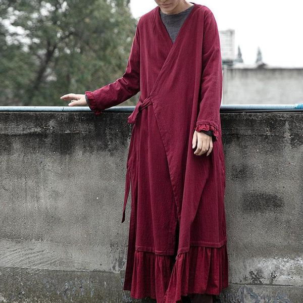 women's trench coats nini wonderland 2021 autumn cotton linen women v neck lace-up long cardigan spring vintagr retro outerwear, Tan;black
women's trench coats nini wonderland 2021 autumn cotton linen women v neck lace-up long cardigan spring vintagr retro outerwear, Tan;black