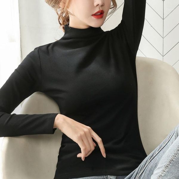 95% cotton 5% spandex tees half turtleneck bottoming shirt long sleeve woman t-shirt autumn winter style with women's, White
95% cotton 5% spandex tees half turtleneck bottoming shirt long sleeve woman t-shirt autumn winter style with women's, White