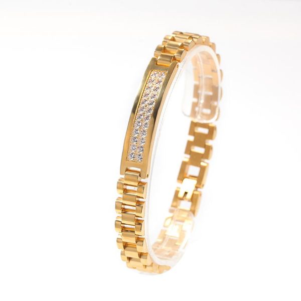 link, chain fashion + cz stone gold bijoux stainless steel watch band link bracelets for men women hip hop rock jewelry gifts, Black
link, chain fashion + cz stone gold bijoux stainless steel watch band link bracelets for men women hip hop rock jewelry gifts, Black