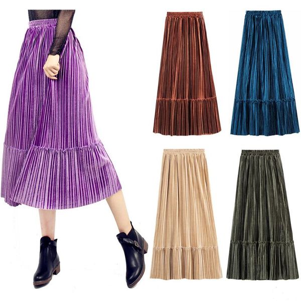 skirts autumn winter fashion women's high waist pleated long solid color elastic skirt ladies velvet casual, Black
skirts autumn winter fashion women's high waist pleated long solid color elastic skirt ladies velvet casual, Black