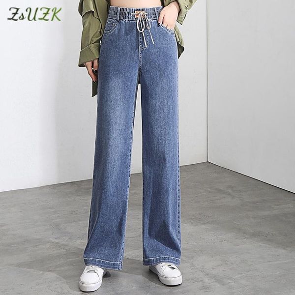women's jeans fashion drawstring elastic waist casual women denim wide leg pant for, Blue
women's jeans fashion drawstring elastic waist casual women denim wide leg pant for, Blue