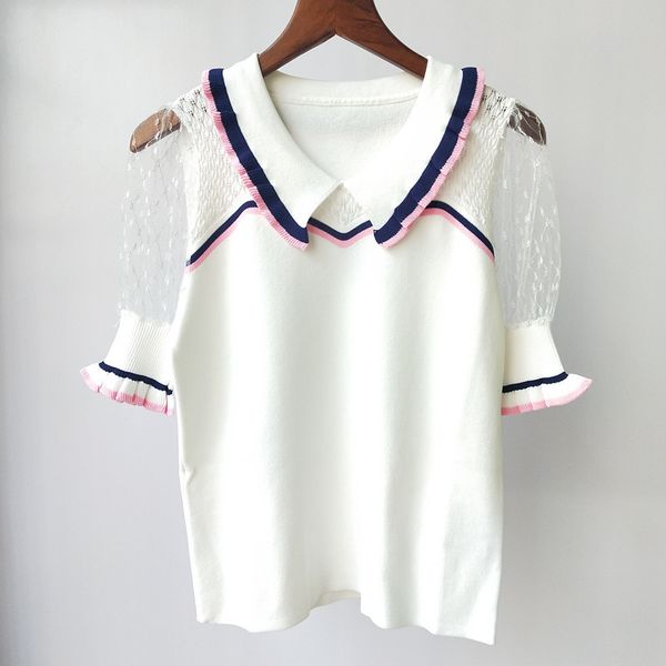 59% off factory outlet store summer lapel lace sleeve thin knitted women's top, White;black
59% off factory outlet store summer lapel lace sleeve thin knitted women's top, White;black