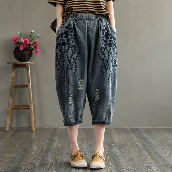 women's pants & capris original ethnic style hole embroidery seven-point harlan jeans retro literary loose large size, Black;white
women's pants & capris original ethnic style hole embroidery seven-point harlan jeans retro literary loose large size, Black;white