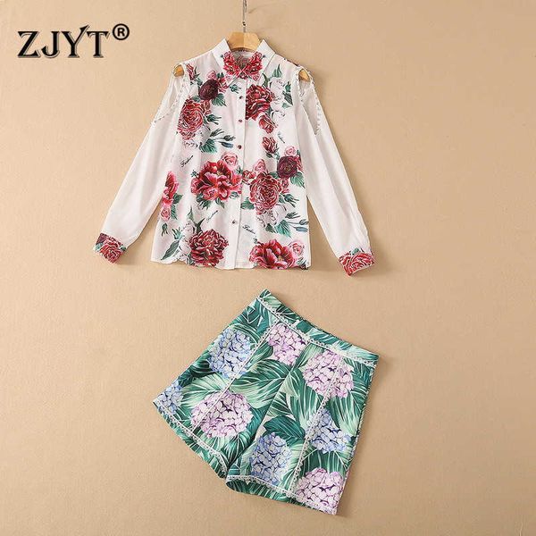 women fashion runway 2 piece set summer elegant designers off shoulder floral print shirt and shorts suit outfits 210601, White
women fashion runway 2 piece set summer elegant designers off shoulder floral print shirt and shorts suit outfits 210601, White