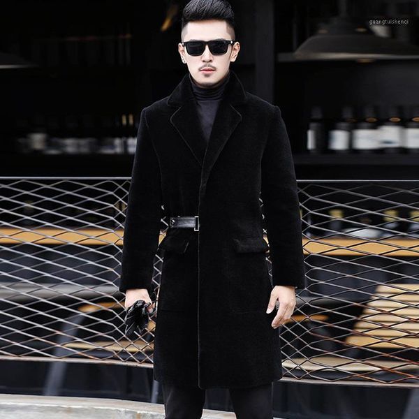 men's leather & faux one male sheep sheared fur long wool coat of cultivate morality winter, Black
men's leather & faux one male sheep sheared fur long wool coat of cultivate morality winter, Black
