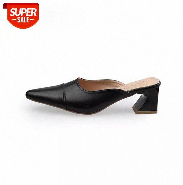 women high heel slippers pointed toe summer leather mature elegant female outside square fashion shoes #hl8d, Black
women high heel slippers pointed toe summer leather mature elegant female outside square fashion shoes #hl8d, Black