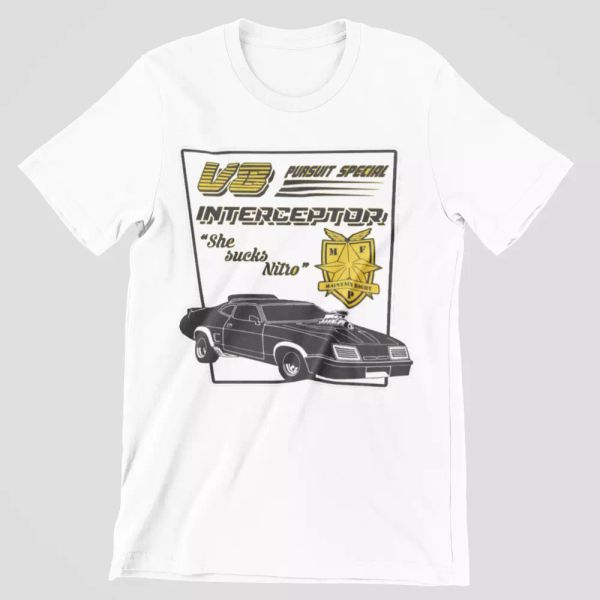 mad max t-shirt 70s 80s pursuit car v8 movie film retro sucks nitro police, White;black
mad max t-shirt 70s 80s pursuit car v8 movie film retro sucks nitro police, White;black