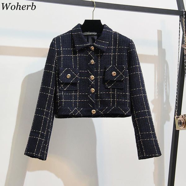 spring new plaid coat women korean casual blazer jackets with pockets office ladies short coats 210417, Black;brown
spring new plaid coat women korean casual blazer jackets with pockets office ladies short coats 210417, Black;brown