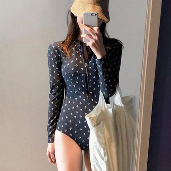 women's swimwear fashion women slim sun block long sleeve monokini swimsuit for beach spring, White;black
women's swimwear fashion women slim sun block long sleeve monokini swimsuit for beach spring, White;black