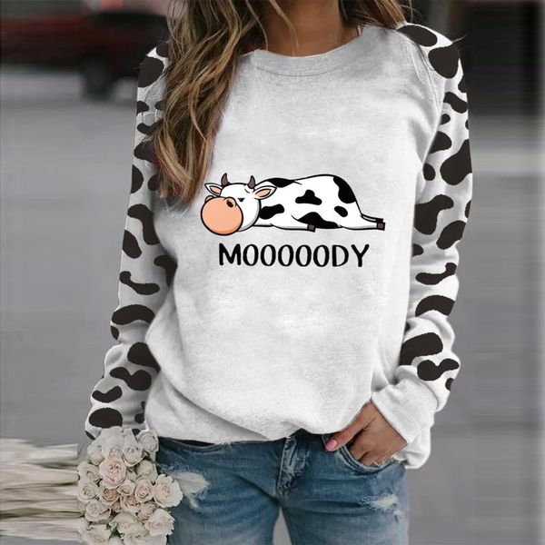 women's hoodies & sweatshirts fashion casual cow print long sleeve o-neck loose sweatshirt 2021 european and american women, Black
women's hoodies & sweatshirts fashion casual cow print long sleeve o-neck loose sweatshirt 2021 european and american women, Black