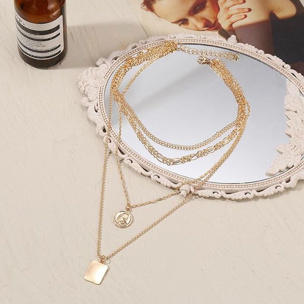pendant necklaces vintage multilayer long chain necklace for women gold color coin portrait sequin aesthetic gothic jewelry, Silver
pendant necklaces vintage multilayer long chain necklace for women gold color coin portrait sequin aesthetic gothic jewelry, Silver