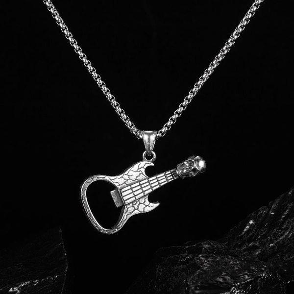 pendant necklaces personality skeleton guitar corkscrew men titanium steel necklace fashion scratch-resistant and wear-resistant accessories, Silver
pendant necklaces personality skeleton guitar corkscrew men titanium steel necklace fashion scratch-resistant and wear-resistant accessories, Silver
