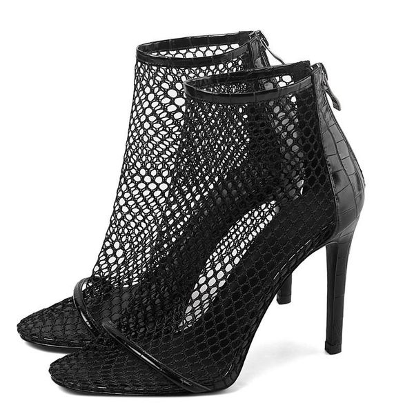 boots summer mesh high heels ankle zip women shoes narrow band female cutout round toe ladies, Black
boots summer mesh high heels ankle zip women shoes narrow band female cutout round toe ladies, Black