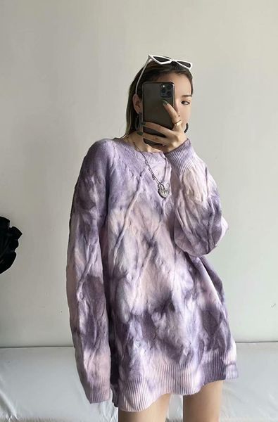 women's sweaters women long sleeve sweater female tie dye loose round neck knitted autumn winter clothing, White;black
women's sweaters women long sleeve sweater female tie dye loose round neck knitted autumn winter clothing, White;black