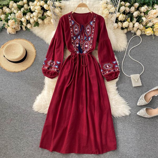 women retro embroidery dress autumn korean chic o neck puff sleeve a-line dress fashion bohemian streetwear dresses 210419, Black;gray
women retro embroidery dress autumn korean chic o neck puff sleeve a-line dress fashion bohemian streetwear dresses 210419, Black;gray