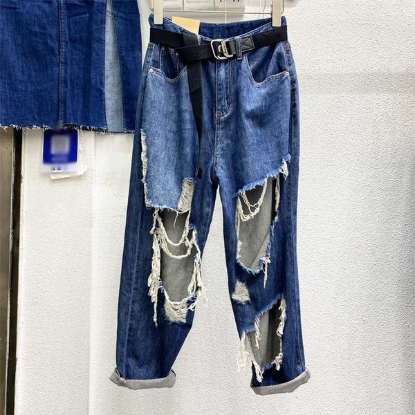 women's jeans superaen streetwear hole-breaking for women 2021 autumn vintage color wash cut ripped harem pants, Blue
women's jeans superaen streetwear hole-breaking for women 2021 autumn vintage color wash cut ripped harem pants, Blue