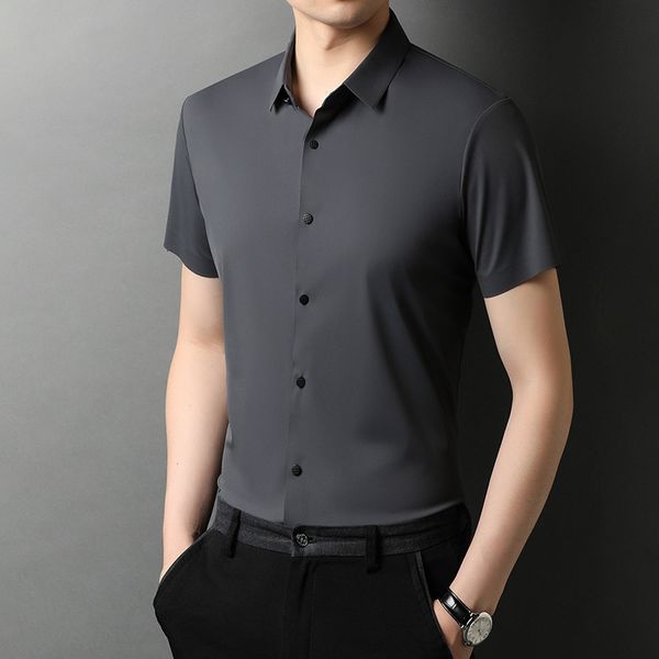 men's new cardigan short sleeve summer slim fit business leisure youth lapel monochrome shirt, White;black
men's new cardigan short sleeve summer slim fit business leisure youth lapel monochrome shirt, White;black