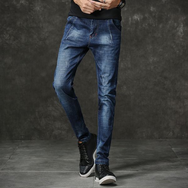 four seasons jeans casual cotton korean slim solid color youth fashion pants men's trend, Blue
four seasons jeans casual cotton korean slim solid color youth fashion pants men's trend, Blue
