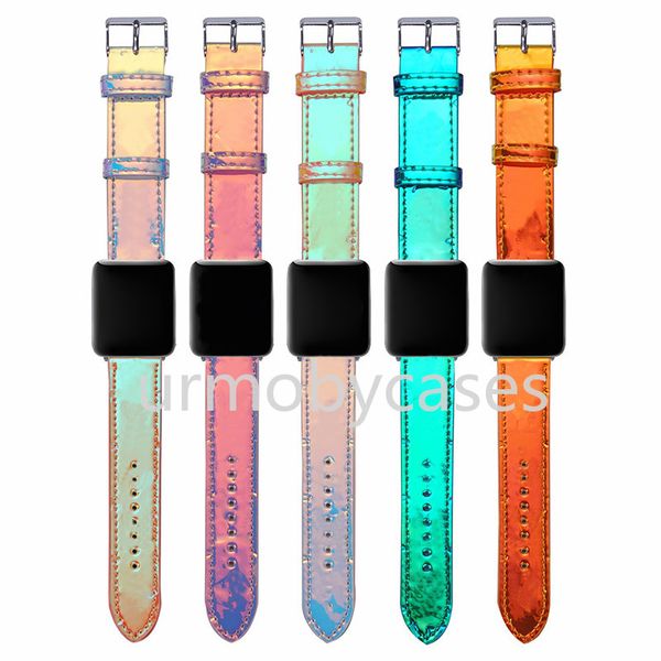 designer watch bands for apple iwatch 2 3 4 5 laser gradient color 38/40mm 42/44mm fashion quality leather watch strap
designer watch bands for apple iwatch 2 3 4 5 laser gradient color 38/40mm 42/44mm fashion quality leather watch strap