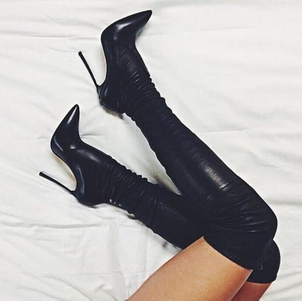 boots black leather over the knee women pointed toe thin metal heels tight high slim fit long heel dress shoes
boots black leather over the knee women pointed toe thin metal heels tight high slim fit long heel dress shoes