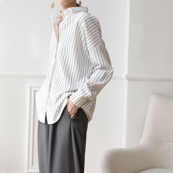 fashion oversize striped femme plus size minimalist streetwear women chic office lady shirts 210421, White
fashion oversize striped femme plus size minimalist streetwear women chic office lady shirts 210421, White