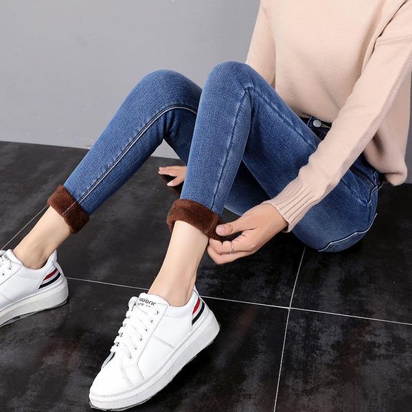 women high waist jeans add velvet slim thick warm winter ankle-length pants womens pencil women's, Blue
women high waist jeans add velvet slim thick warm winter ankle-length pants womens pencil women's, Blue