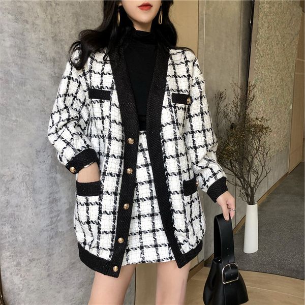two piece dress outono inverno moda 2 peça conjunto feminino manga longa tweed casaco de lã + mini saia senhoras s roupas la4z, White
two piece dress outono inverno moda 2 peça conjunto feminino manga longa tweed casaco de lã + mini saia senhoras s roupas la4z, White