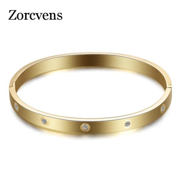 link, chain zorcvens fashion couple crystal for women/men gold color stainless steel bracelets & bangles bijoux, Black
link, chain zorcvens fashion couple crystal for women/men gold color stainless steel bracelets & bangles bijoux, Black