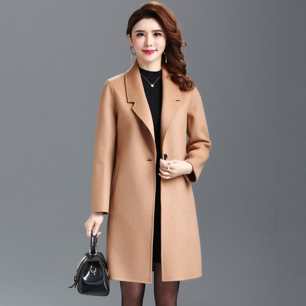 women's wool & blends 2021 autumn winter woolen coat women long warm overcoat plus size slim double-sided elegant ladies coats 3xl, Black
women's wool & blends 2021 autumn winter woolen coat women long warm overcoat plus size slim double-sided elegant ladies coats 3xl, Black