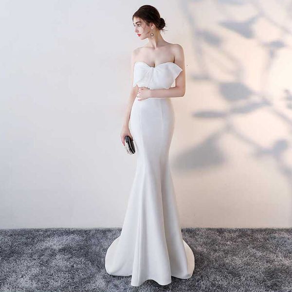 luxury party evening dress 1377# evening long banquet host strapls fishtail thin short, White;pink
luxury party evening dress 1377# evening long banquet host strapls fishtail thin short, White;pink