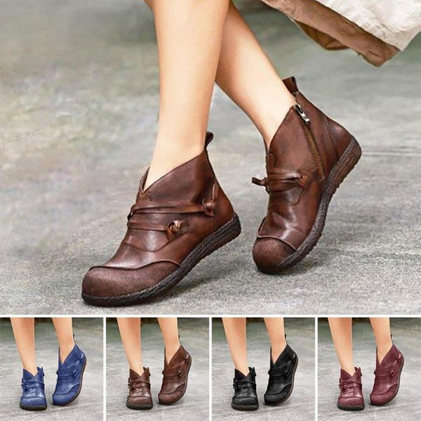 boots womens flat ankle ladies vintage winter casual zipper round toe shoes party d88, Black
boots womens flat ankle ladies vintage winter casual zipper round toe shoes party d88, Black