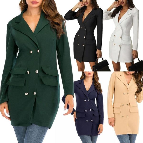 women's suits & blazers 2021 fashion women coat solid color long sleeve double row button office outerwear for clothings, White;black
women's suits & blazers 2021 fashion women coat solid color long sleeve double row button office outerwear for clothings, White;black