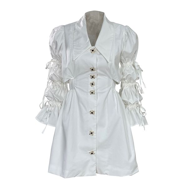 women temperament corset puff sleeve shirt dress solid single breasted slim fashion spring summer 11b113 210525, Black;gray
women temperament corset puff sleeve shirt dress solid single breasted slim fashion spring summer 11b113 210525, Black;gray