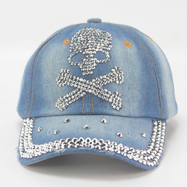 diamond denim hat baseball hip hop crystal skull, Blue;gray 
diamond denim hat baseball hip hop crystal skull, Blue;gray