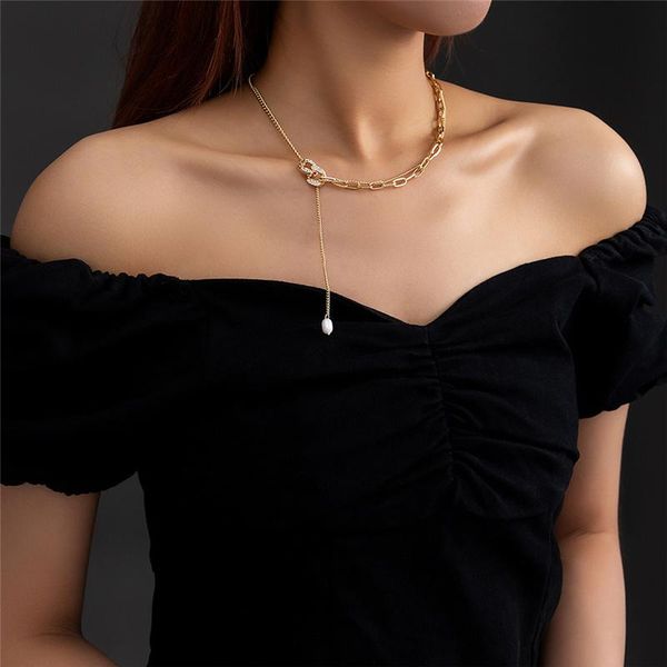 pendant necklaces luxury fashion double lock pearl clavicle chain necklace gold color women's jewelry accessories gifts, Silver
pendant necklaces luxury fashion double lock pearl clavicle chain necklace gold color women's jewelry accessories gifts, Silver