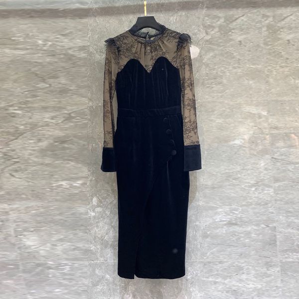 european station new fall womens clothing european goods elegant lace stitching velvet dress slim fit skirt, White;black
european station new fall womens clothing european goods elegant lace stitching velvet dress slim fit skirt, White;black