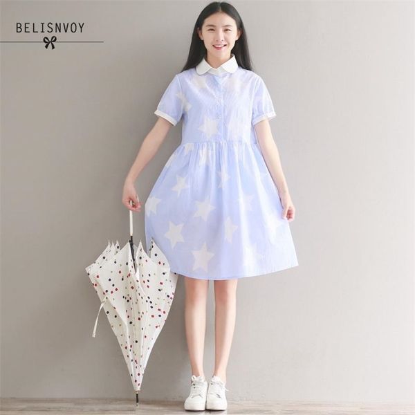 mori girl summer women dress pentagram pattern striped casual female vestidos short sleeve cotton line blue cute kawaii 210520, Black;gray
mori girl summer women dress pentagram pattern striped casual female vestidos short sleeve cotton line blue cute kawaii 210520, Black;gray