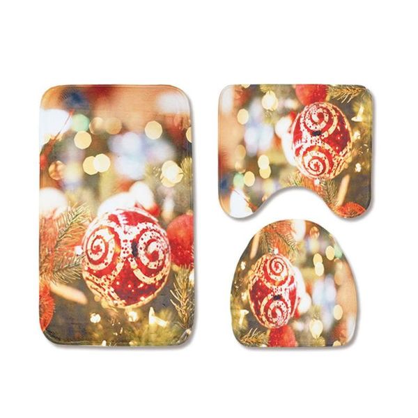 toilet mat christmas non-slip bathroom light spot ball three-piece bath mats