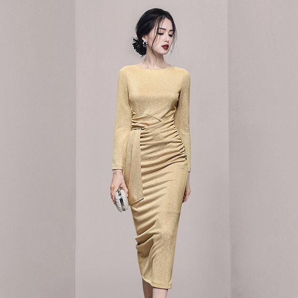 party dresses 2021 autumn waist solid color dress long sleeve slim skirt, White;black
party dresses 2021 autumn waist solid color dress long sleeve slim skirt, White;black