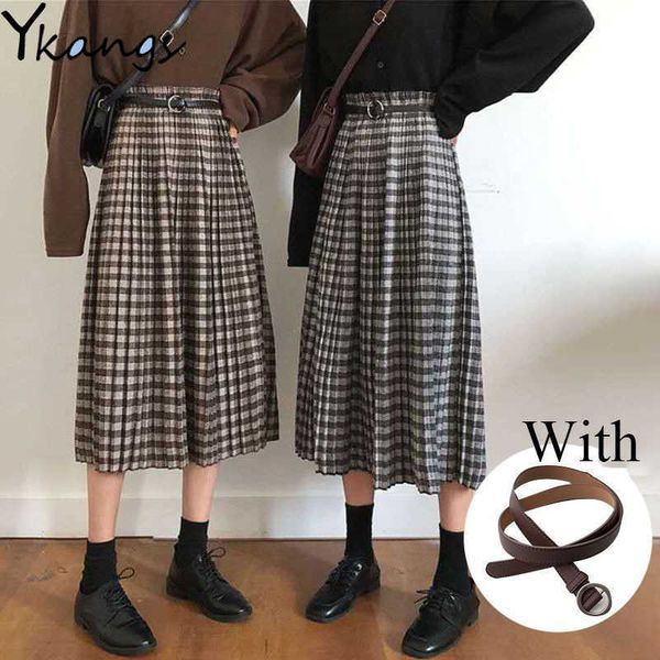 vintage plaid pleated long skirts winter women punk rock korean woolen skirt with belt winter streetwear high waist midi skirt 210619, Black
vintage plaid pleated long skirts winter women punk rock korean woolen skirt with belt winter streetwear high waist midi skirt 210619, Black